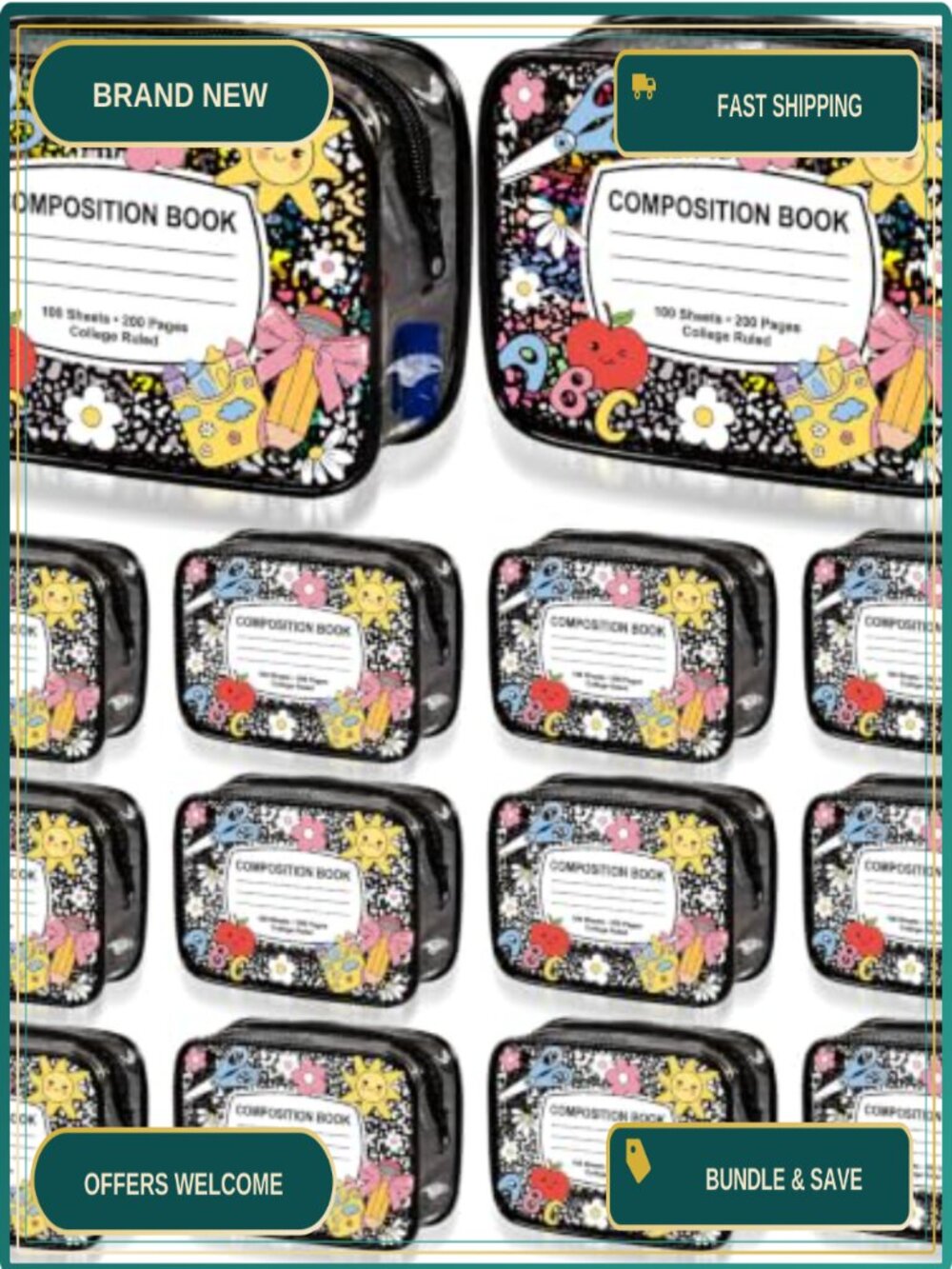 Clear PVC Zipper Cosmetic Pouch Set of 12 Teacher Survival Kit Bag Cute